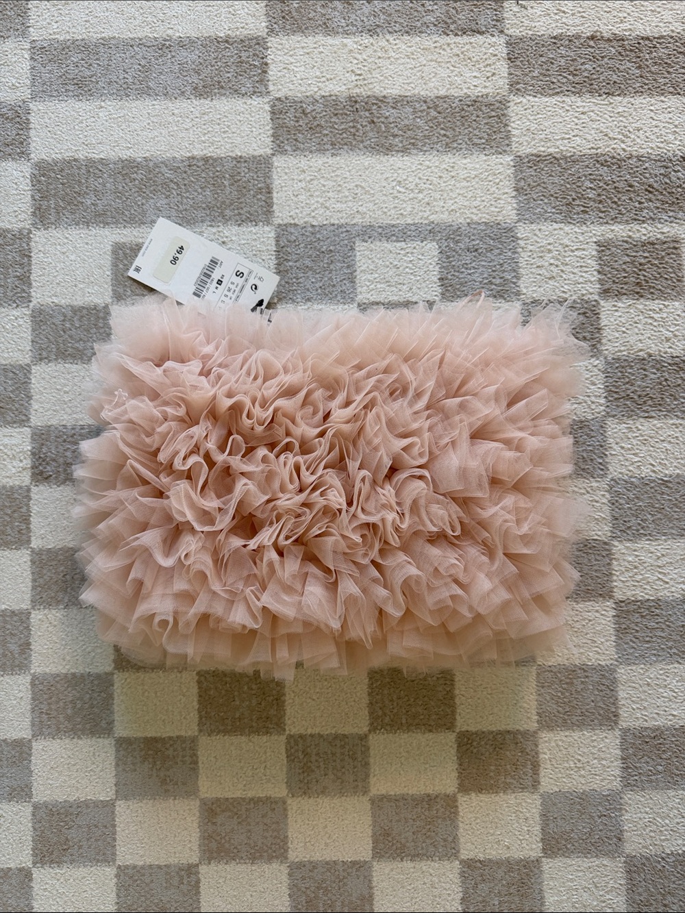 Zara Blush Pink Ruffled Tulle Clutch